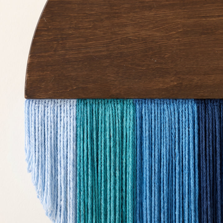 Selo Round Wood & Fringe Wall Tapestry | Boho Circle & Arc Macrame Wall Art for Living Room