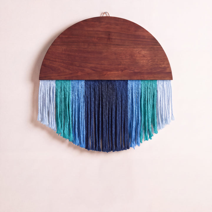 Selo Round Wood & Fringe Wall Tapestry | Boho Circle & Arc Macrame Wall Art for Living Room