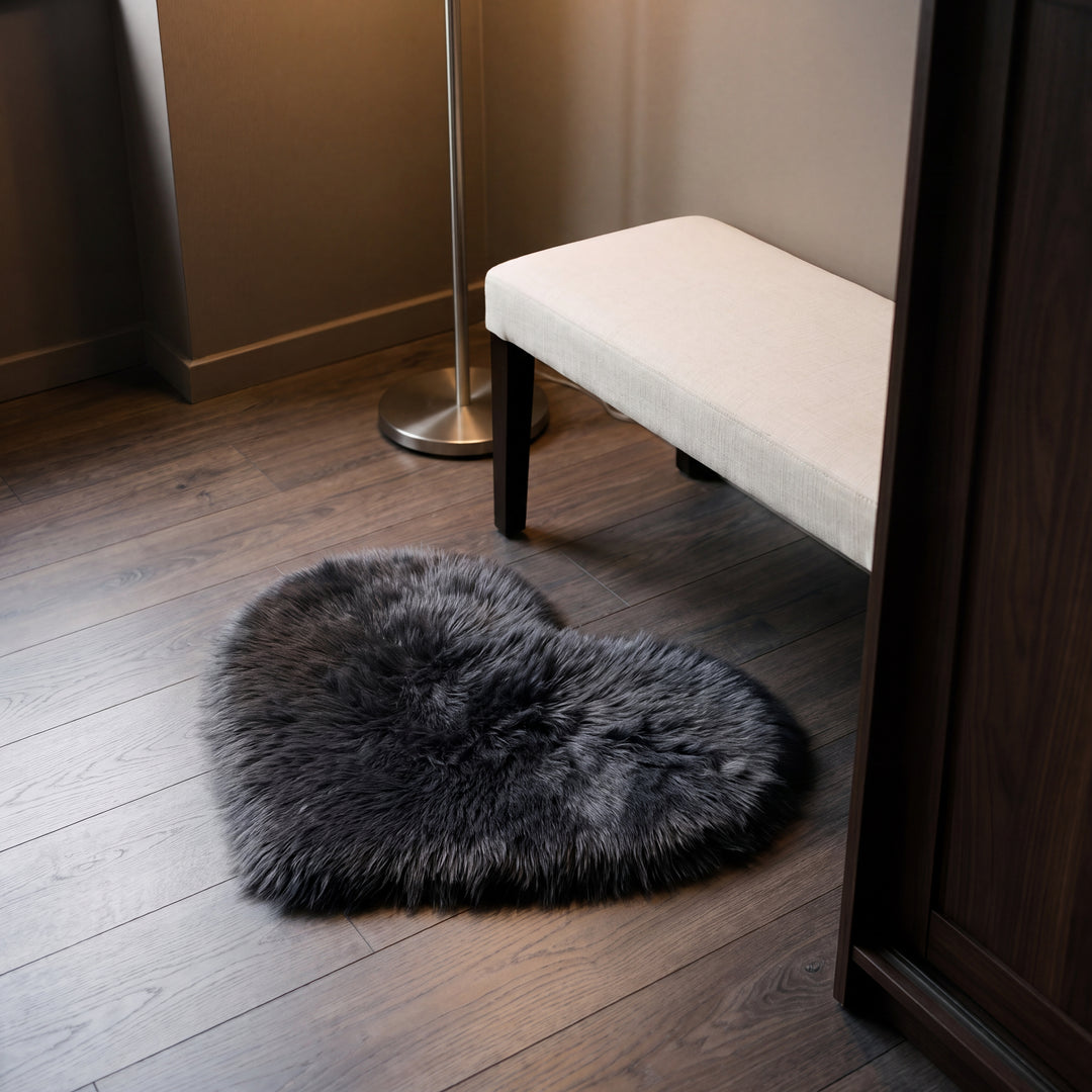 Amori | Soft Shaggy Faux Fur Heart Accent Rug for Bedroom & Living Room
