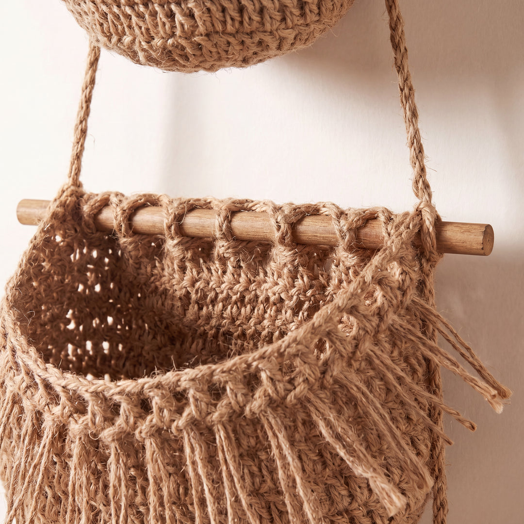 Holland | 3-Tier Hanging Fruit Basket, Boho Wall Organizer for Kitchen & Plants