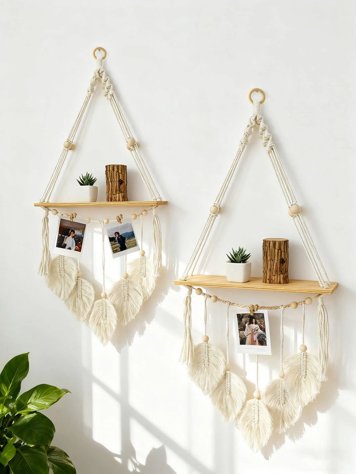 Kairo | Floating Wall Shelf – Rustic Macrame Design, Eco-Friendly Wood 0