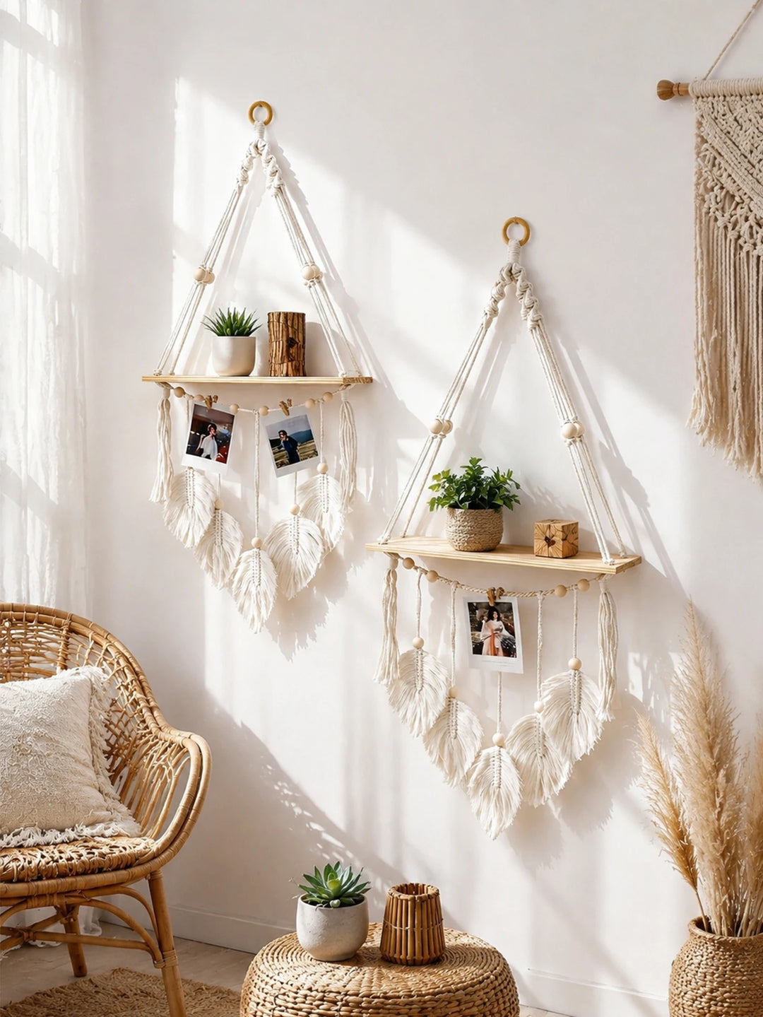 Kairo | Floating Wall Shelf – Rustic Macrame Design, Eco-Friendly Wood 2
