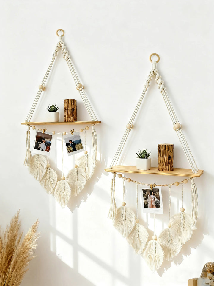 Kairo | Floating Wall Shelf – Rustic Macrame Design, Eco-Friendly Wood 6