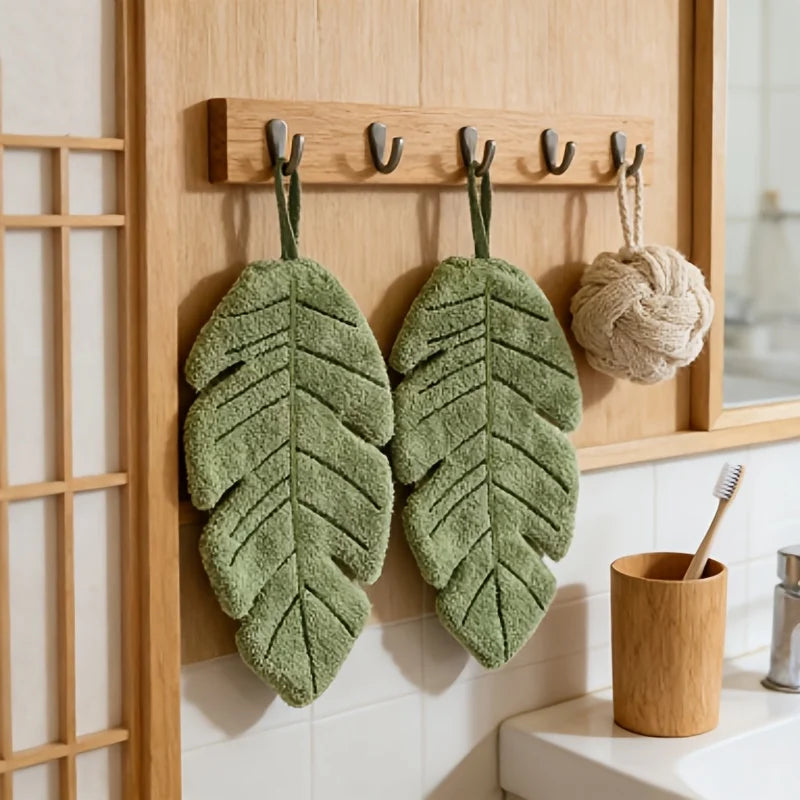 Kairo | Hand Towel – Absorbent Fabric, Green Banana Leaf Print 0
