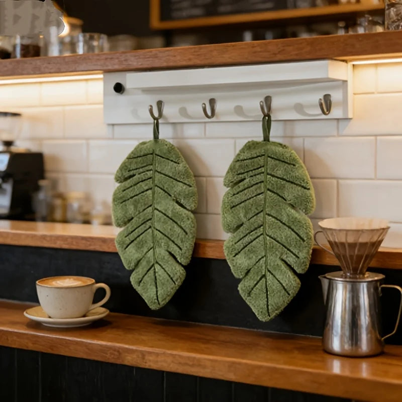 Kairo | Hand Towel – Absorbent Fabric, Green Banana Leaf Print 2