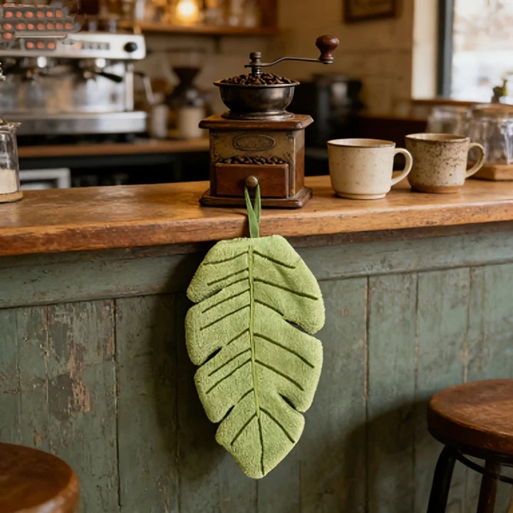 Kairo | Hand Towel – Absorbent Fabric, Green Banana Leaf Print 3