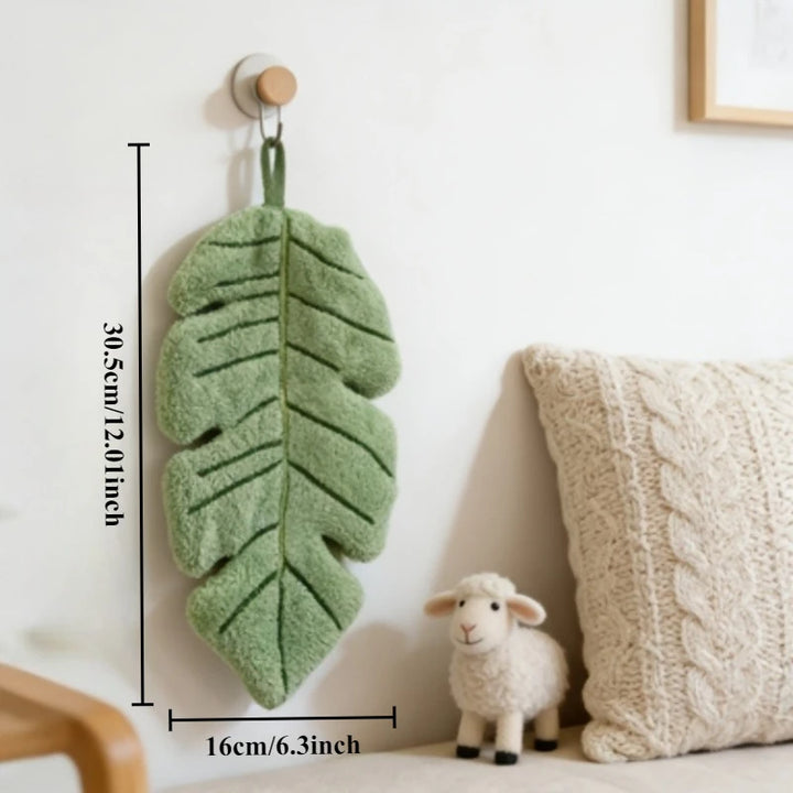 Sage | Plush Leaf-Shaped Hand Towel in Sage Green – Absorbent and Hangable