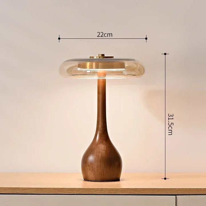 Keir | Modern Floor Lamp – Wooden Base with Glass Shade 6