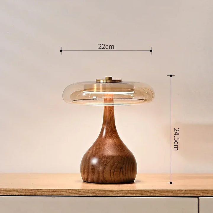 Keir | Modern Floor Lamp – Wooden Base with Glass Shade 7