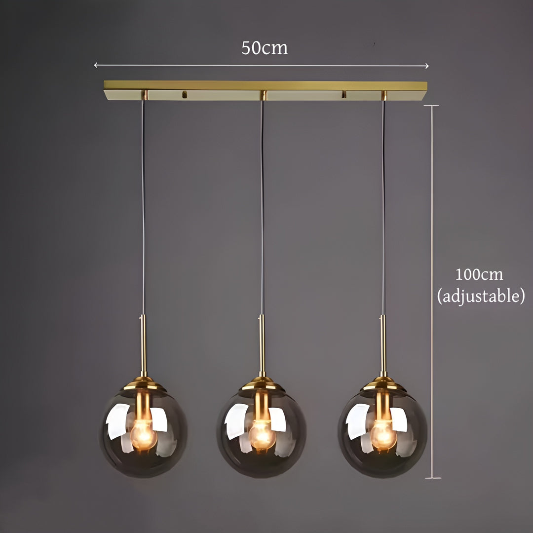 Orbit Glass Globe Pendant Light | Modern Polished Steel Hanging Lamp