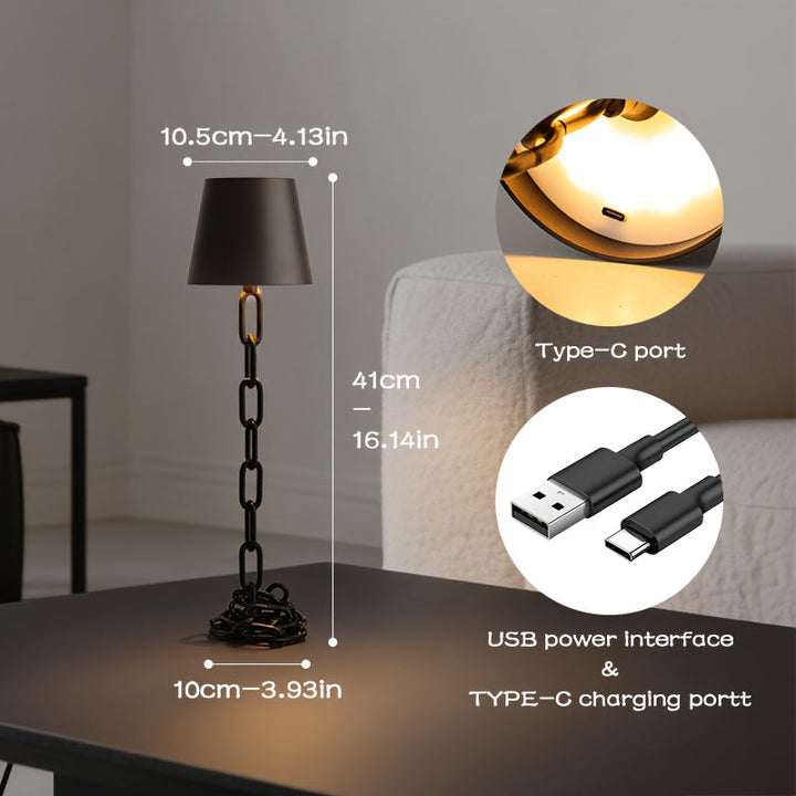 Lunari | Cordless Table Lamp – Touch Control, Matte Black Finish 5