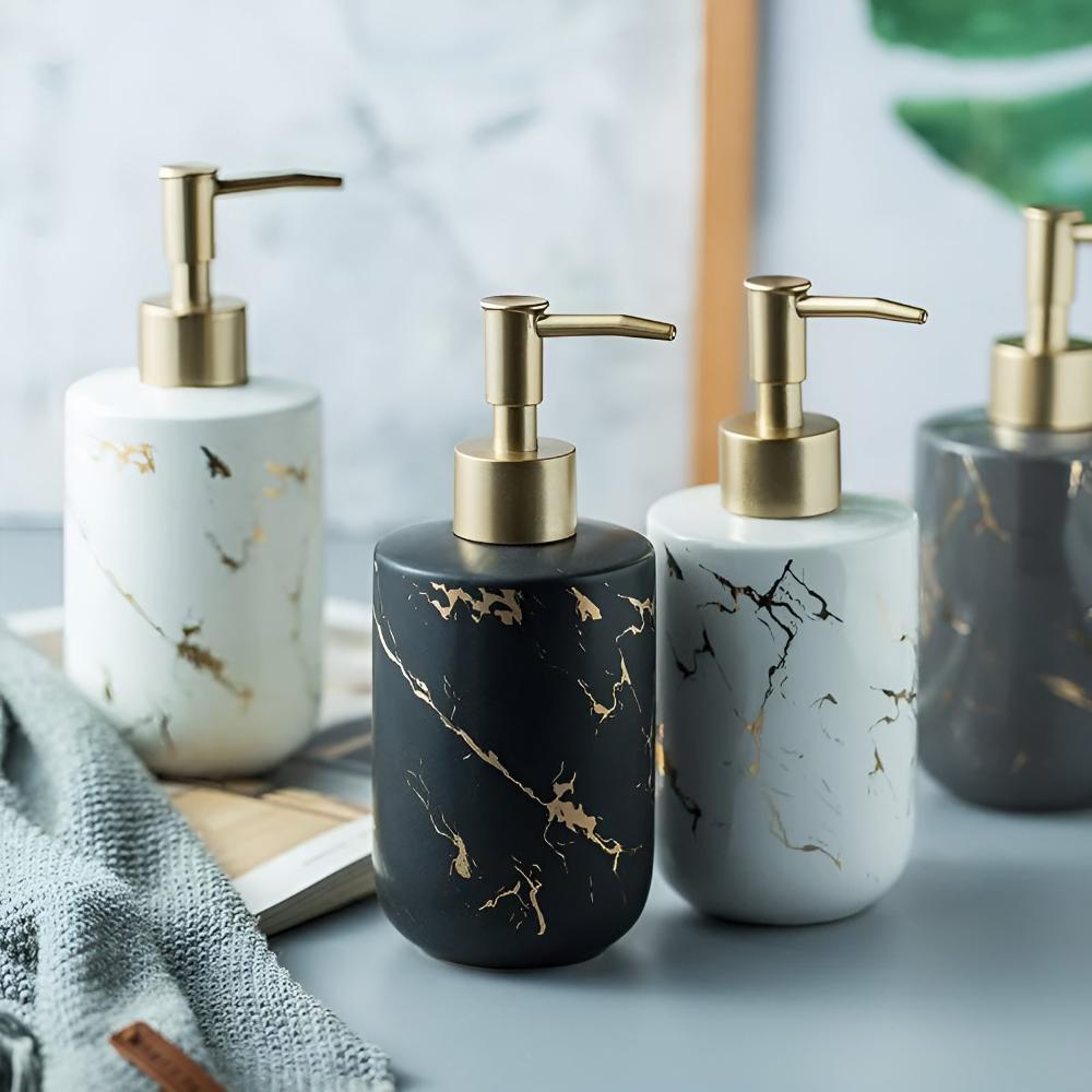 Lunari | Hand Soap Dispenser – Press-Style Pump, Marble Ceramic 1