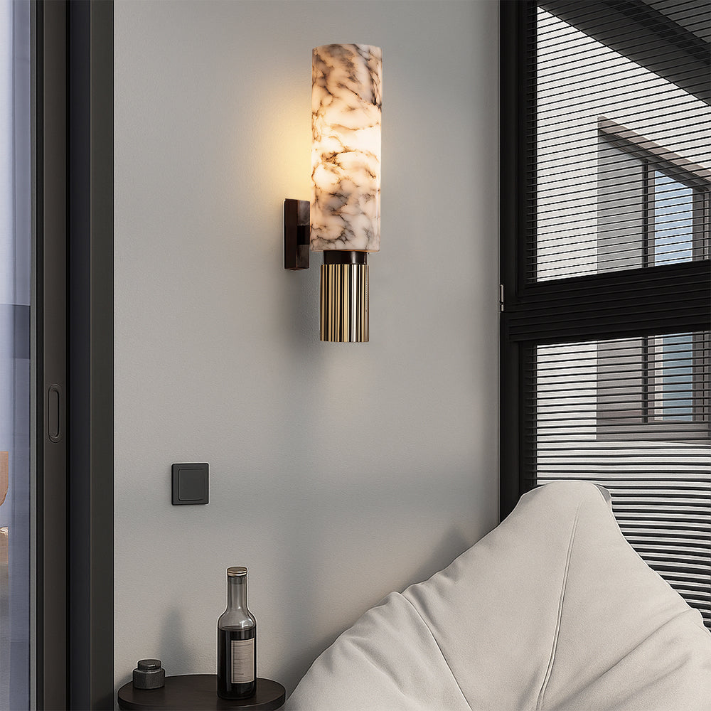 Lunaro | Wall Sconce – Unique Marble Design, Polished Copper Accent 1