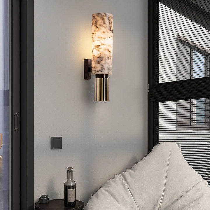 Lunaro | Wall Sconce – Unique Marble Design, Polished Copper Accent 1