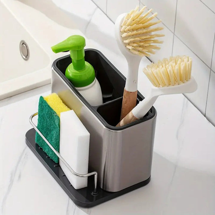 Milo | Dish Soap Dispenser for Kitchen Sink – Integrated Sponge Holder, Stainless Steel 3