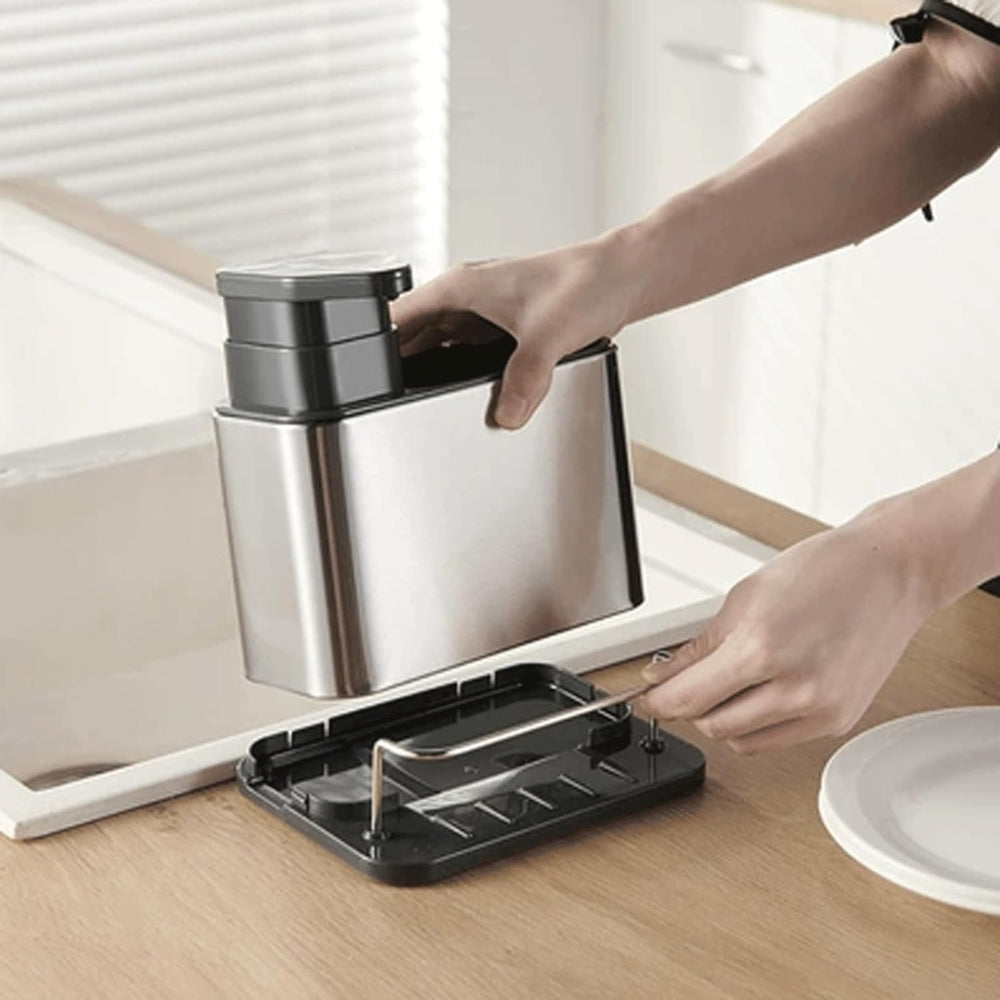 Milo | Dish Soap Dispenser for Kitchen Sink – Integrated Sponge Holder, Stainless Steel 6