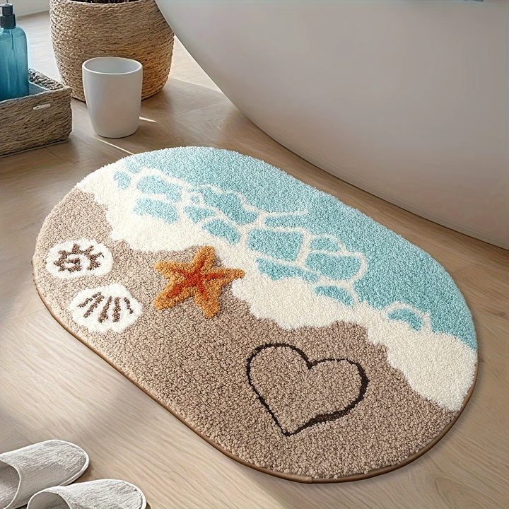 Naris | Non Slip Bath Mat – Absorbent Plush, Ocean-Themed Design 3