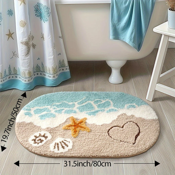 Naris | Non Slip Bath Mat – Absorbent Plush, Ocean-Themed Design 6