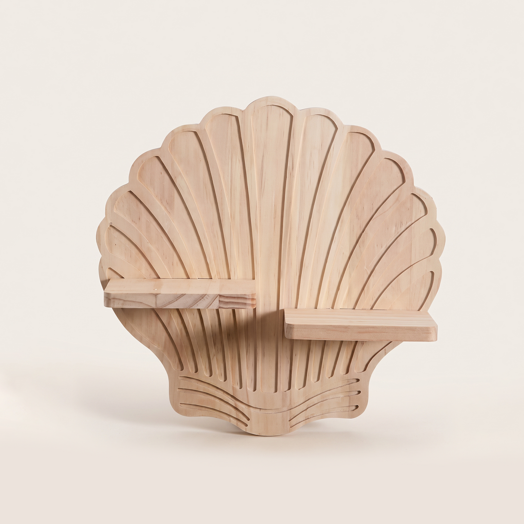 Nooki | Carved Wood Wall Shelf with Spiral Groove Detail and Ledge