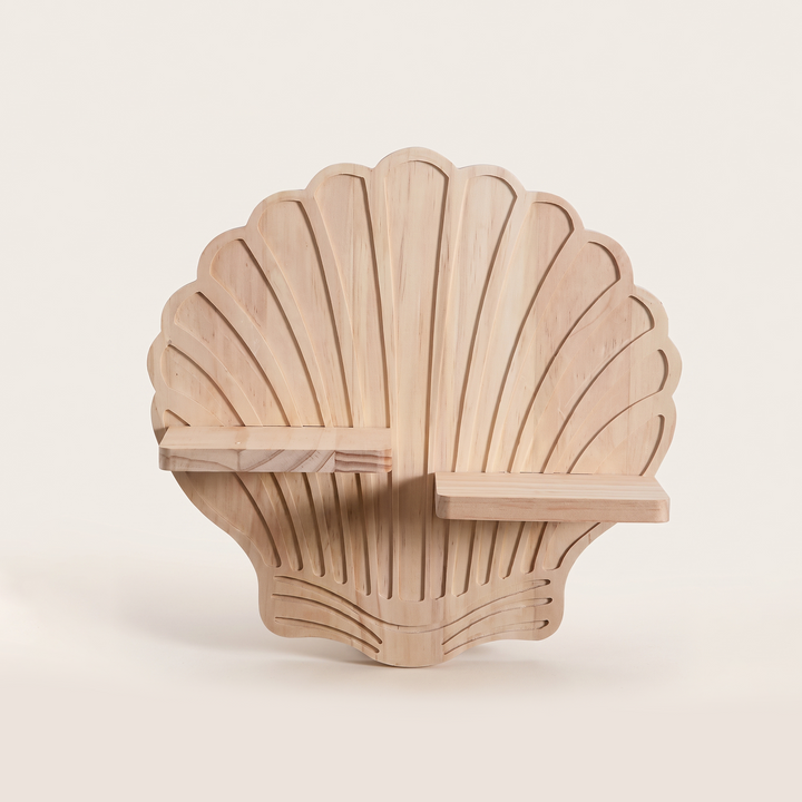 Nooki | Carved Wood Wall Shelf with Spiral Groove Detail and Ledge