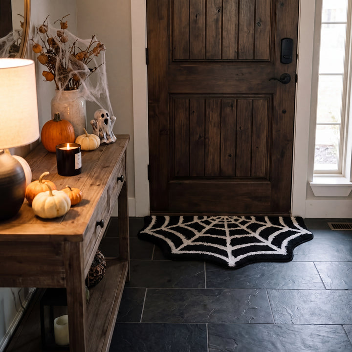 Nyxie | Halloween Bat or Spider Web Rug, Suede, Non-Slip Backing