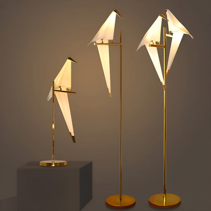 Origami Crane Brass Table & Floor Lamp