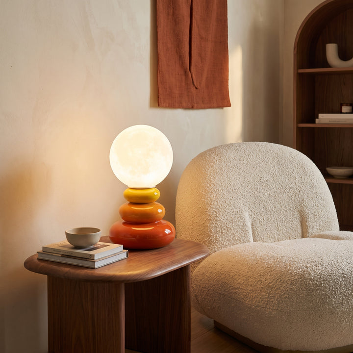 Luno | Retro Modern Ceramic Sculptural Pebble Base Table Lamp