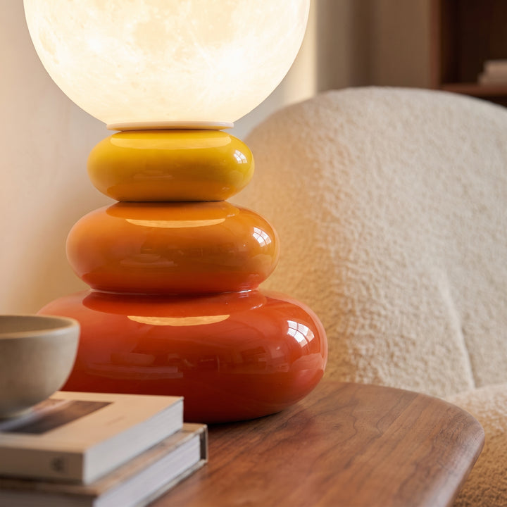 Luno | Retro Modern Ceramic Sculptural Pebble Base Table Lamp