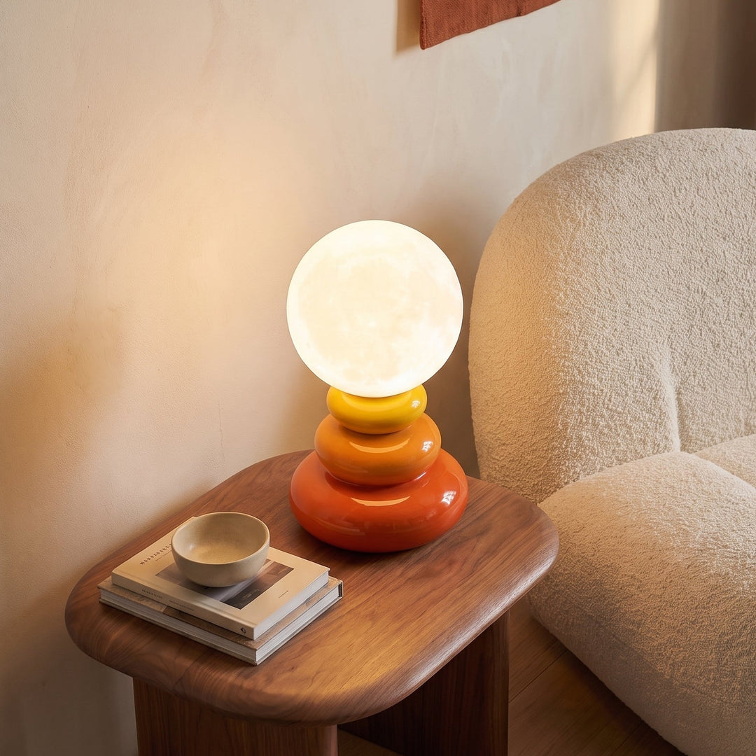 Luno | Retro Modern Ceramic Sculptural Pebble Base Table Lamp