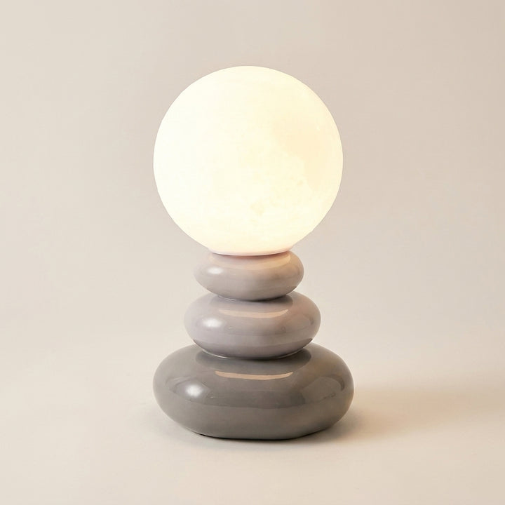 Luno | Retro Modern Ceramic Sculptural Pebble Base Table Lamp
