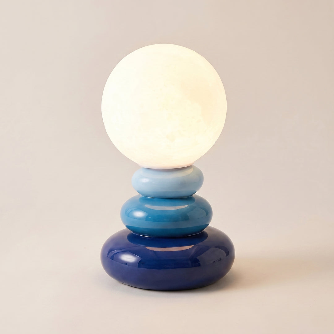 Luno | Retro Modern Ceramic Sculptural Pebble Base Table Lamp