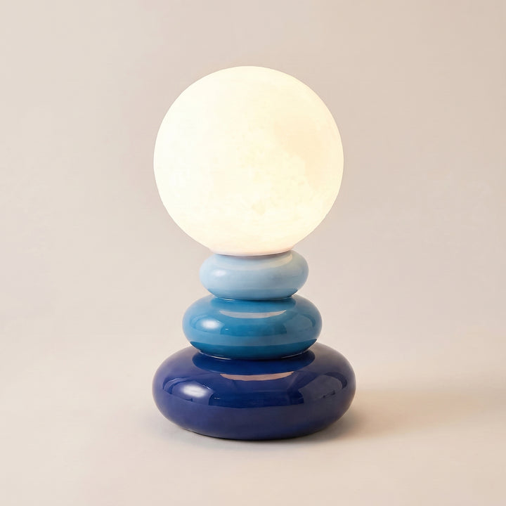 Luno | Retro Modern Ceramic Sculptural Pebble Base Table Lamp