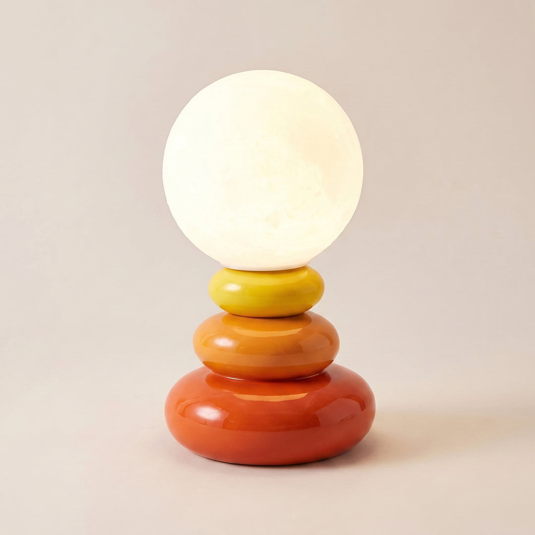 Luno | Retro Modern Ceramic Sculptural Pebble Base Table Lamp