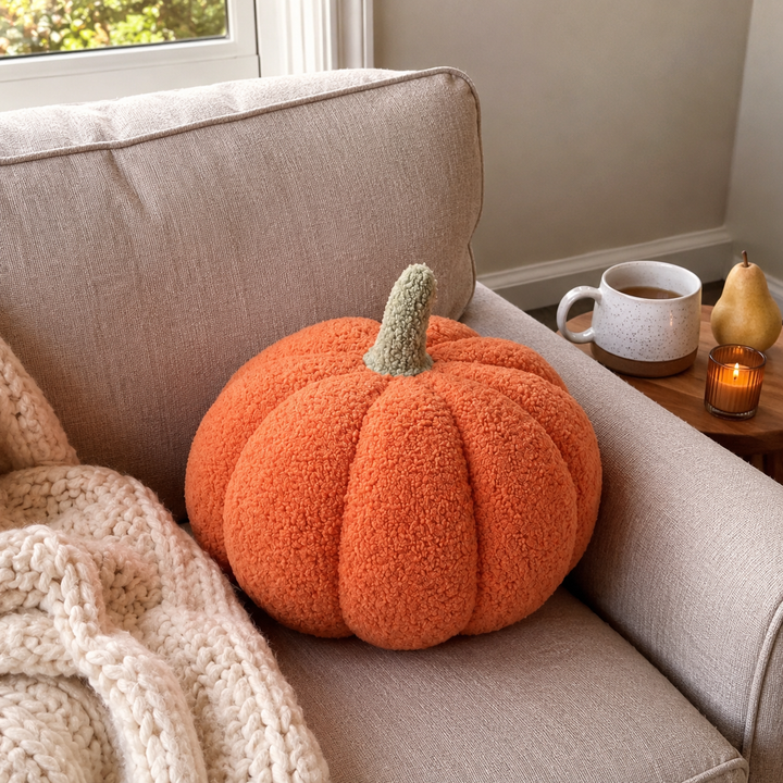 Pomi | Soft Pumpkin Shaped Cushion with Boucle Texture for Fall Home Decor