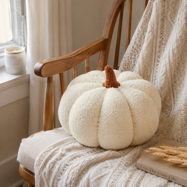 Pomi | Soft Pumpkin Shaped Cushion with Boucle Texture for Fall Home Decor