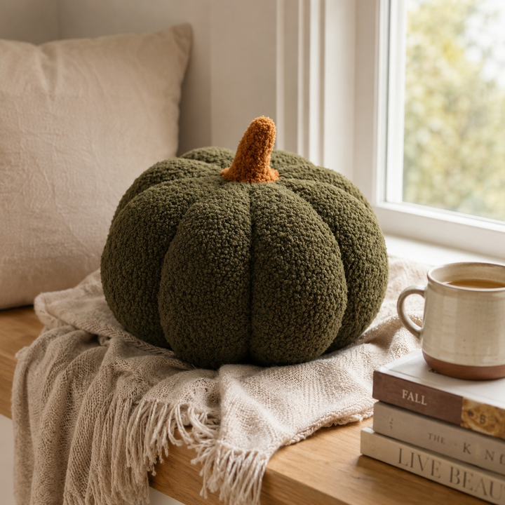 Pomi | Soft Pumpkin Shaped Cushion with Boucle Texture for Fall Home Decor