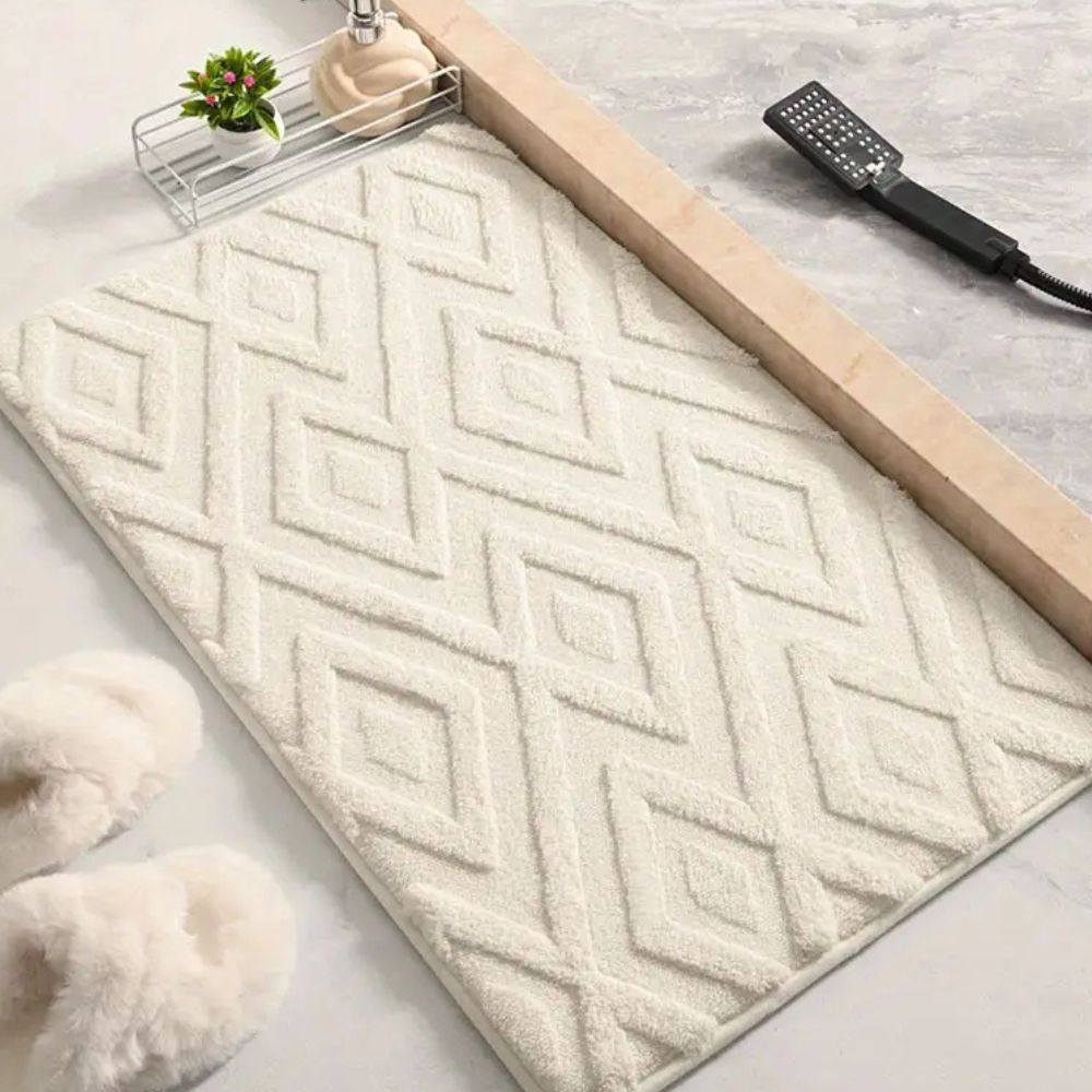 Raya | Bath Mat – Ultra-Soft Microfiber, Diamond Jacquard Design 0