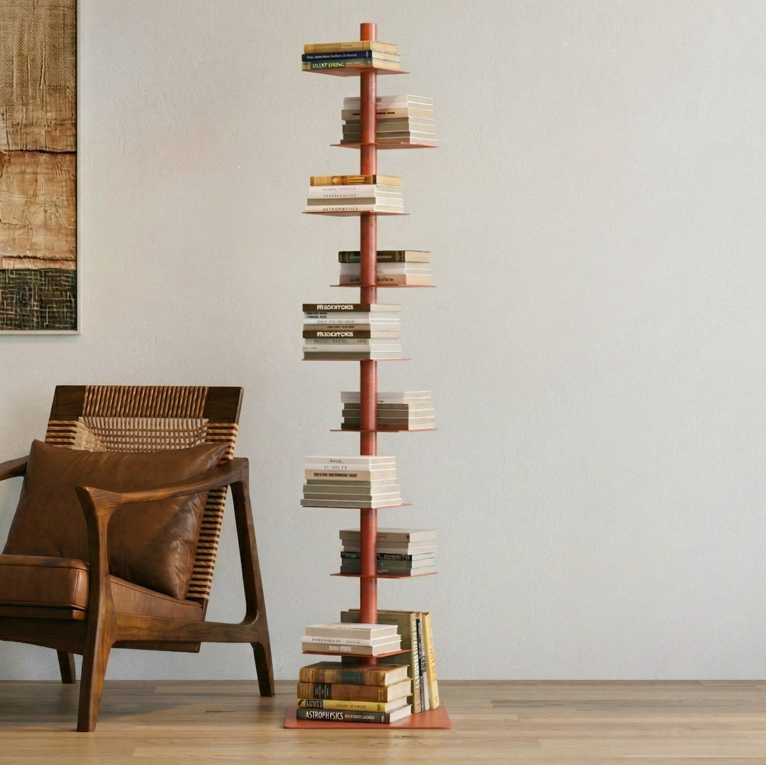 Novo Tower Shelf | Slim Rotating Metal Bookshelf