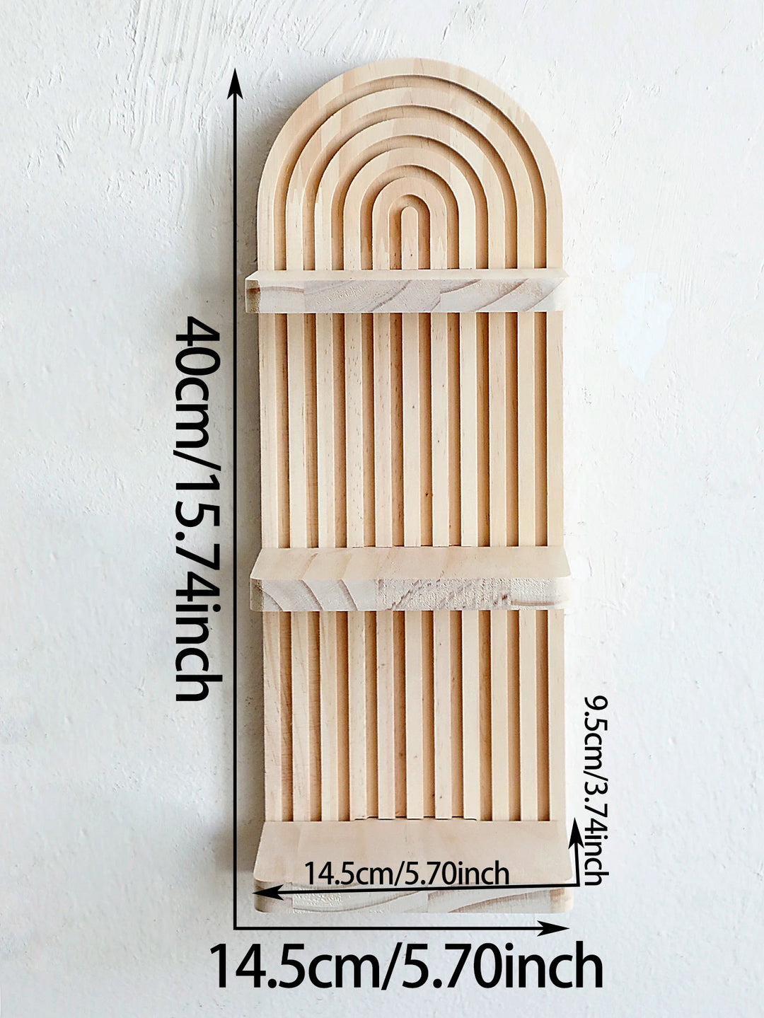 Arch Wall Shelf – Boho 3-Tier Wooden Floating Wall Shelves for Decor & Display