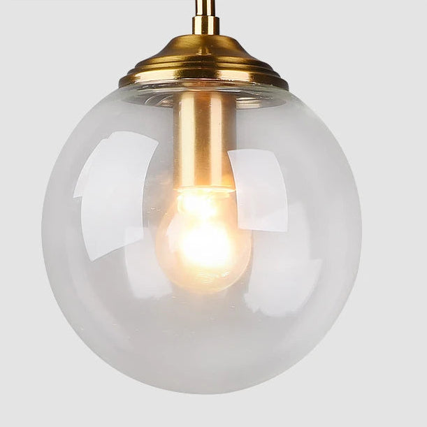 Orbit Glass Globe Pendant Light | Modern Polished Steel Hanging Lamp