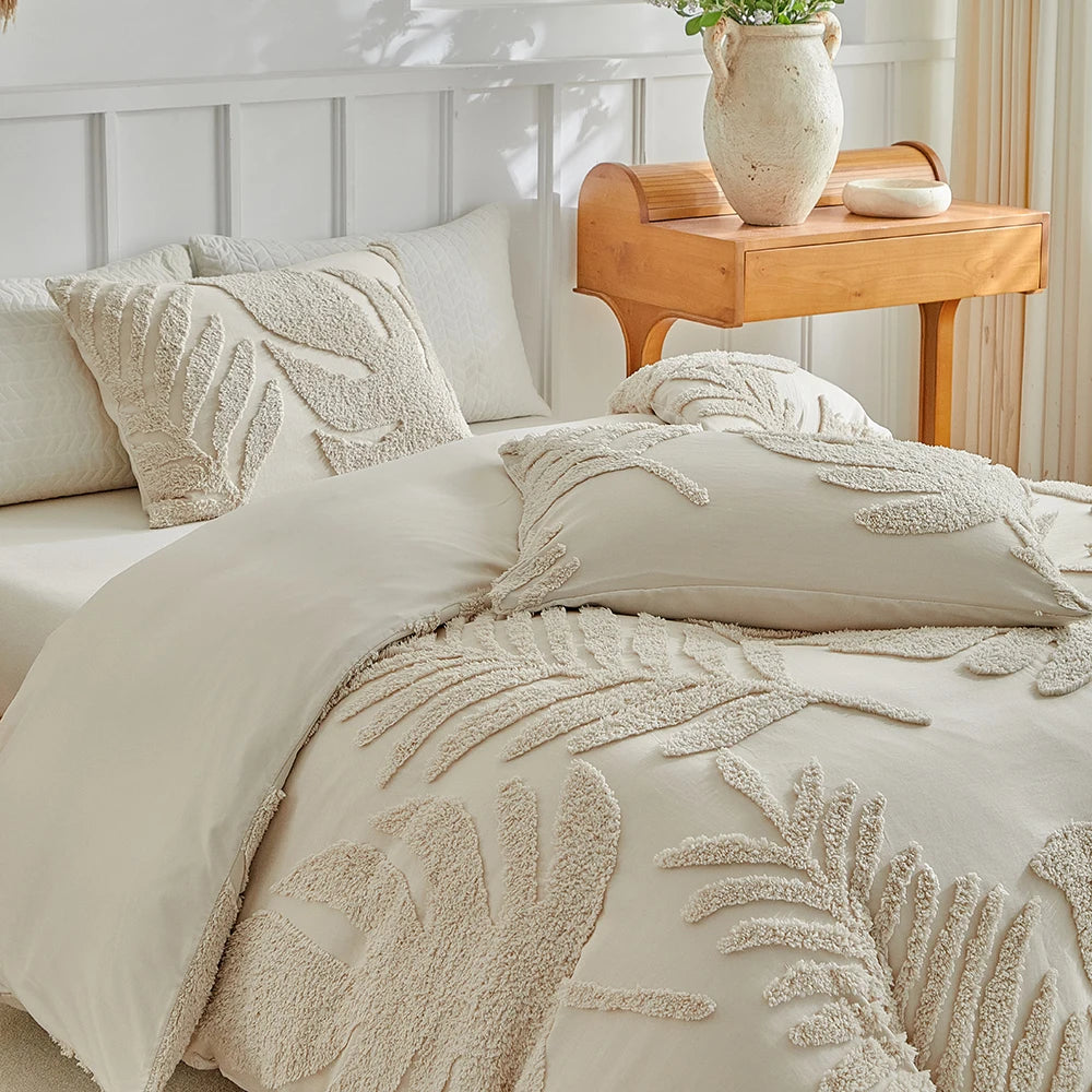 Florin Tufted Duvet Cover Set – Textured Botanical Bedding Collection