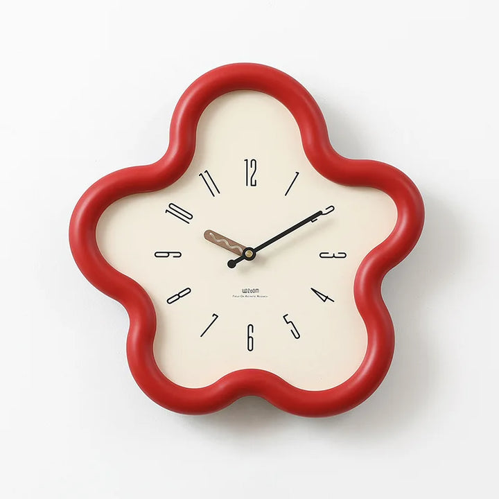 Bloomi Whimsical Scalloped Wall Clock, Flower Silhouette with Swinging Pendulum