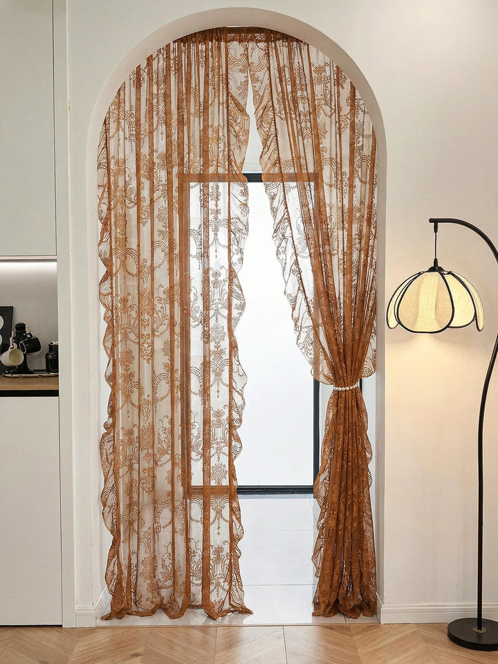 Brielle Lace Window Curtain | Ornate Floral Sheer Curtain Panel