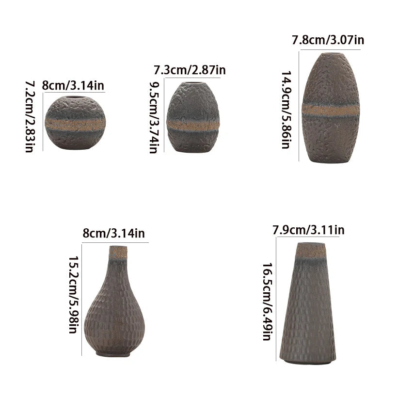 Terra Ridge Textured Ceramic Vase – Sculptural Stoneware Accent Vases in Earth Tones