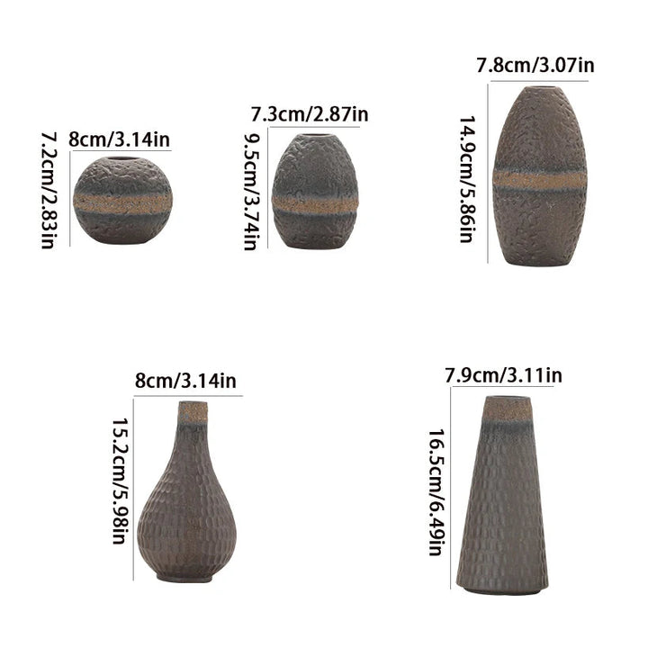 Terra Ridge Textured Ceramic Vase – Sculptural Stoneware Accent Vases in Earth Tones