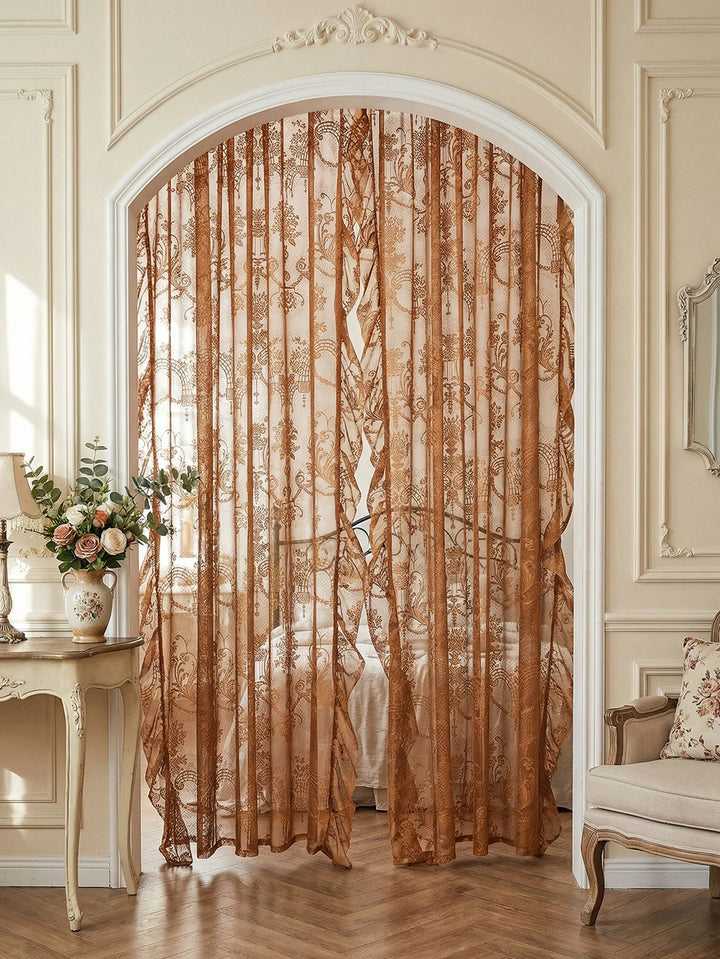 Brielle Lace Window Curtain | Ornate Floral Sheer Curtain Panel