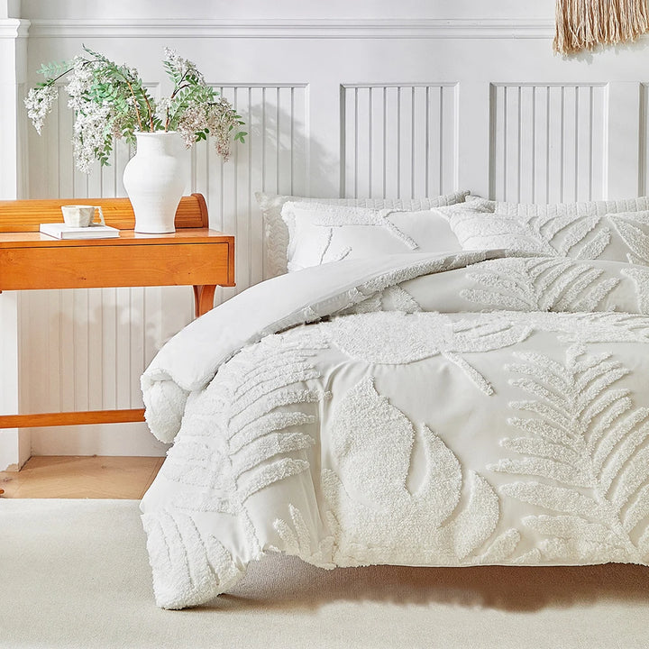 Florin Tufted Duvet Cover Set – Textured Botanical Bedding Collection