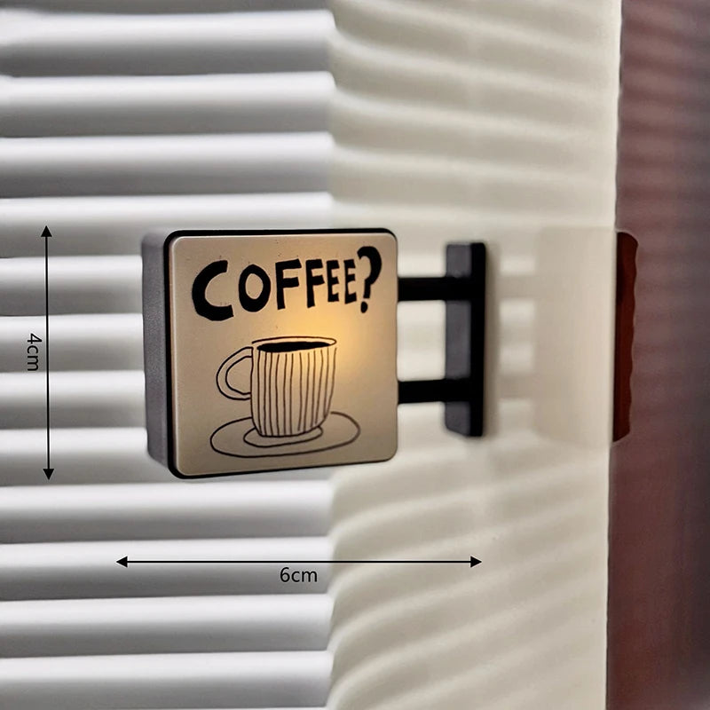 Coffee Corner Mini Light Sign – Retro Fridge Magnet Glow Decor