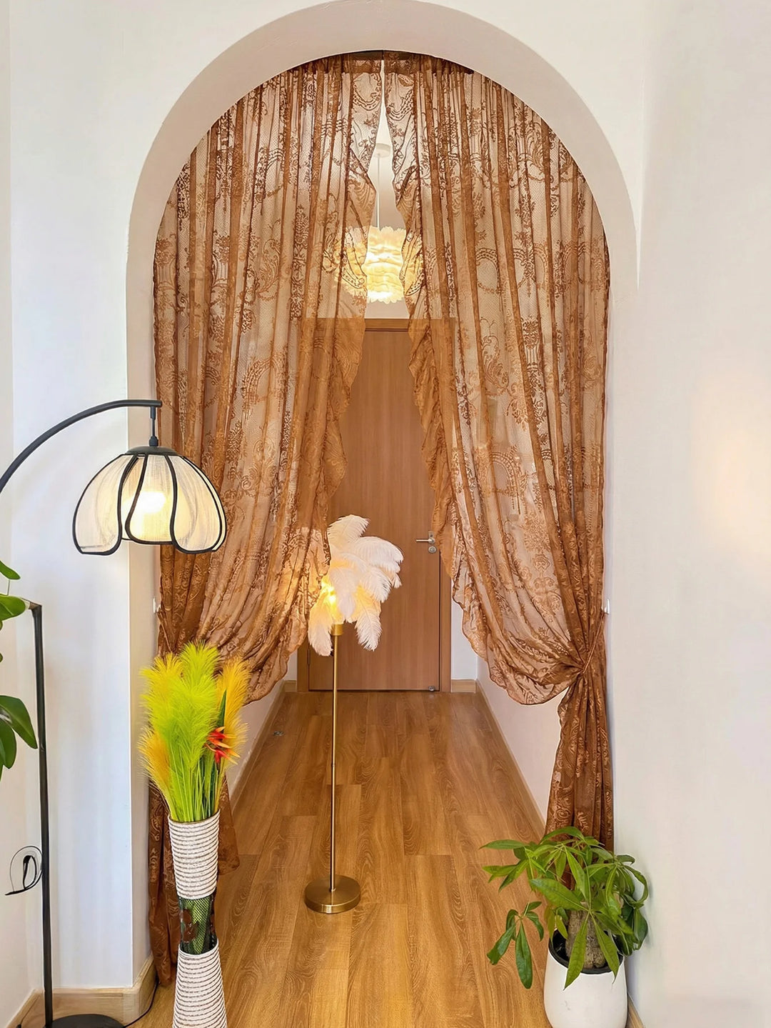 Brielle Lace Window Curtain | Ornate Floral Sheer Curtain Panel