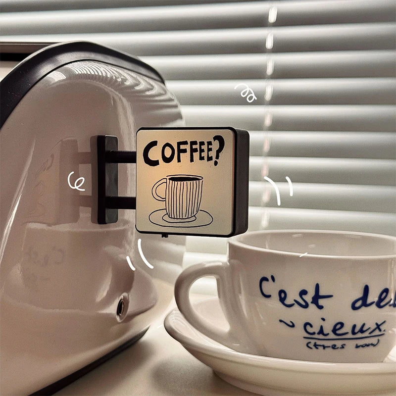 Coffee Corner Mini Light Sign – Retro Fridge Magnet Glow Decor
